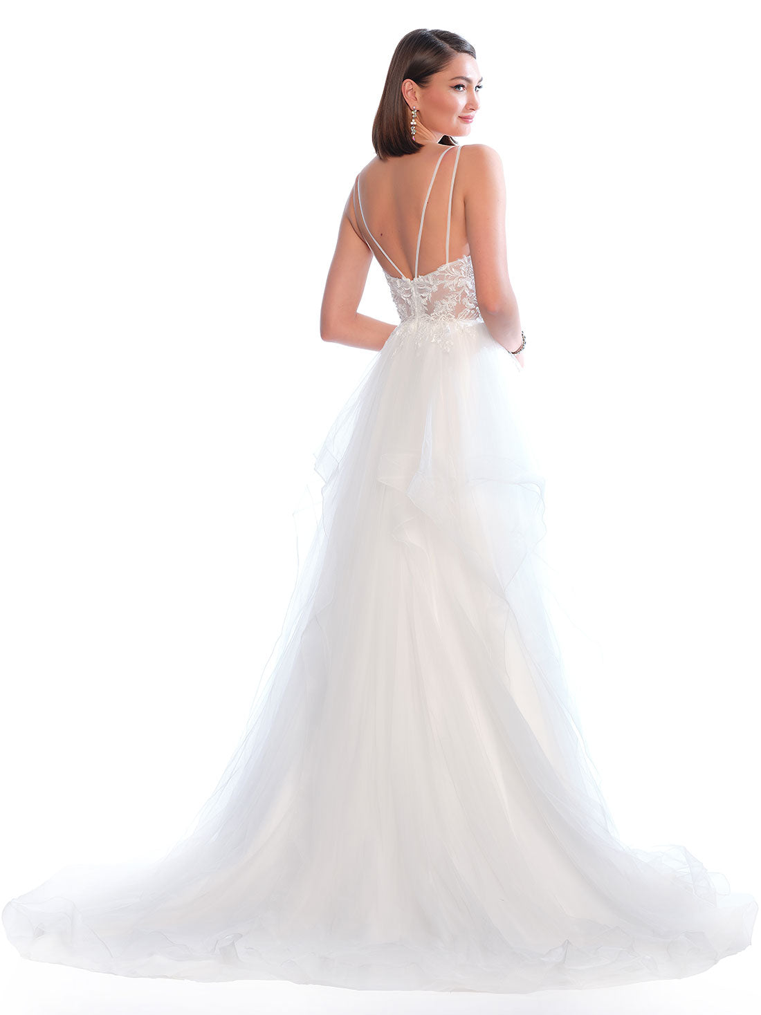 ASYMMETRICAL RUFFLE WEDDING BALLGOWN