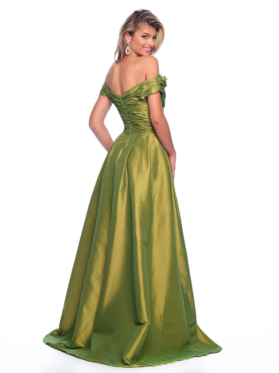 OFF THE SHOULDER TAFFETA DRESS