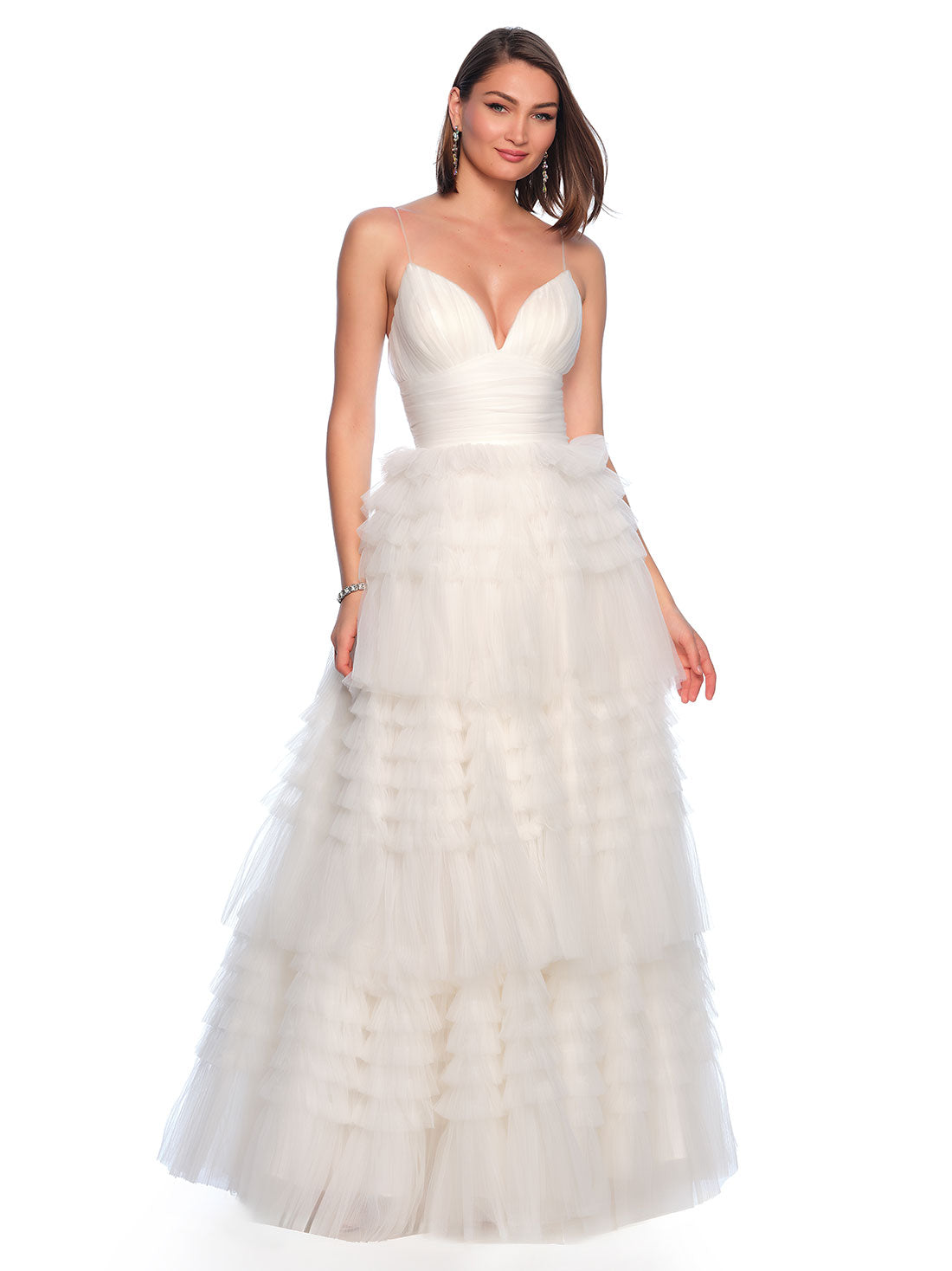 TIERED EMPIRE WAIST WEDDING DRESS Dave & Johnny TIERED EMPIRE WAIST WEDDING DRESS Dave & Johnny