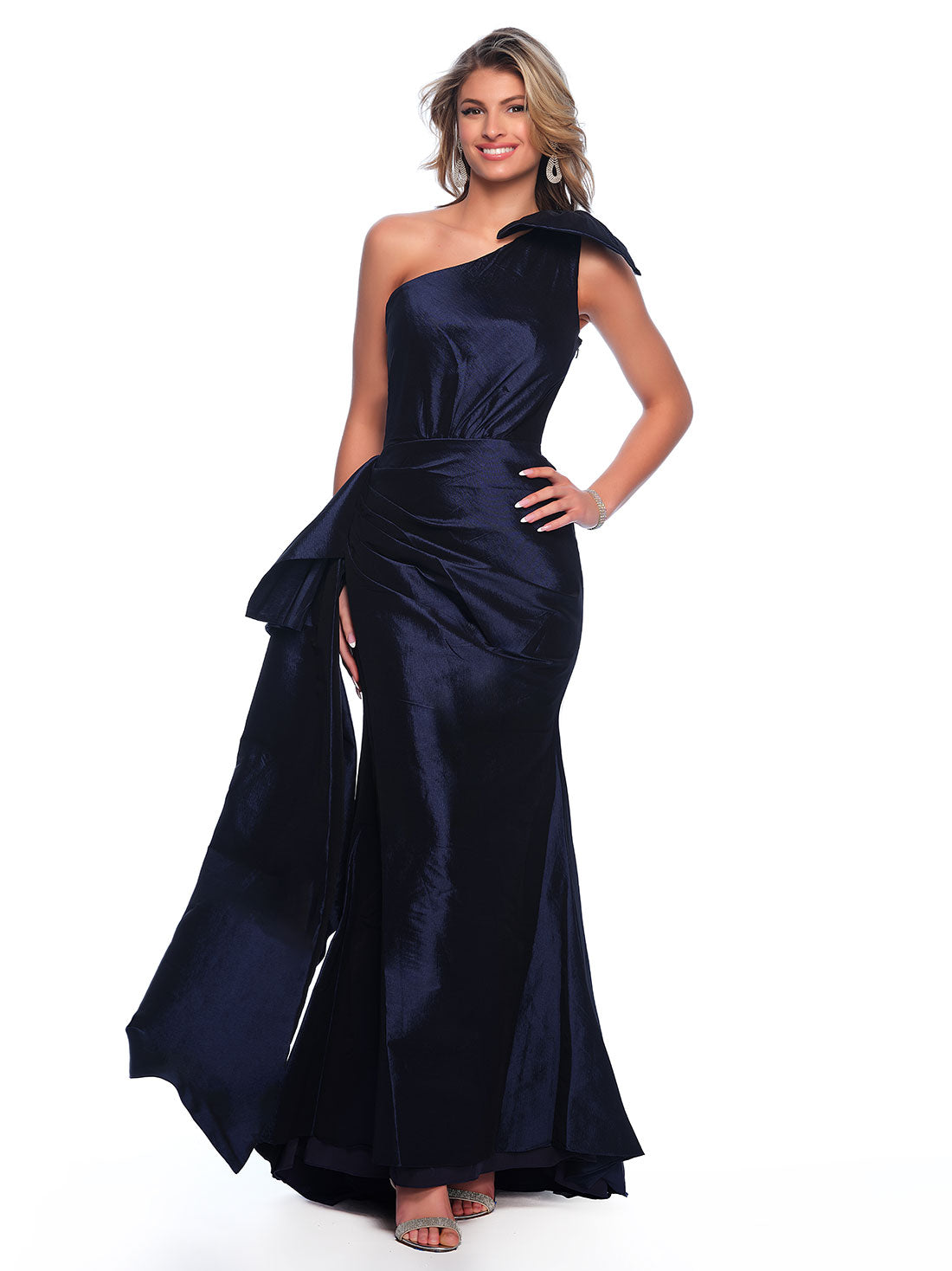 ONE SHOULDER TAFFETA GOWN