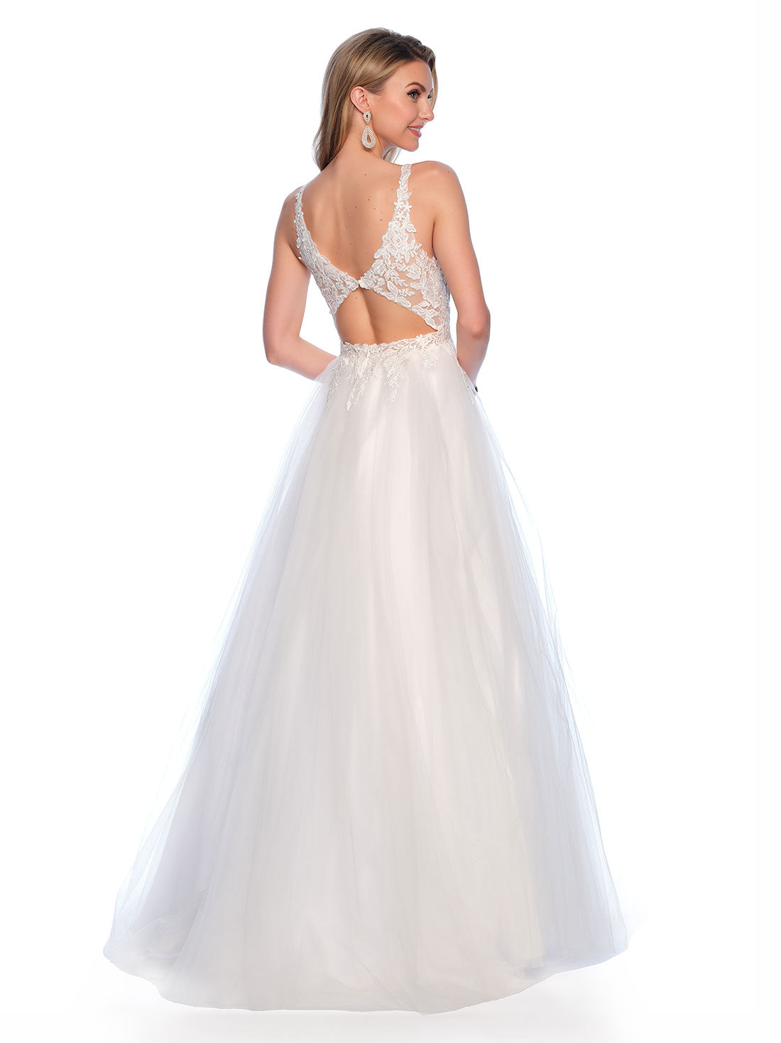 ILLUSION EMBROIDERED BODICE WITH FULL TULLE SKIRT