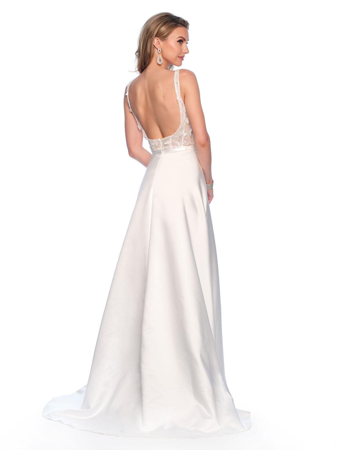 2 PC GOWN WITH SHEER BODYSUIT AND SKIRT OVERLAY