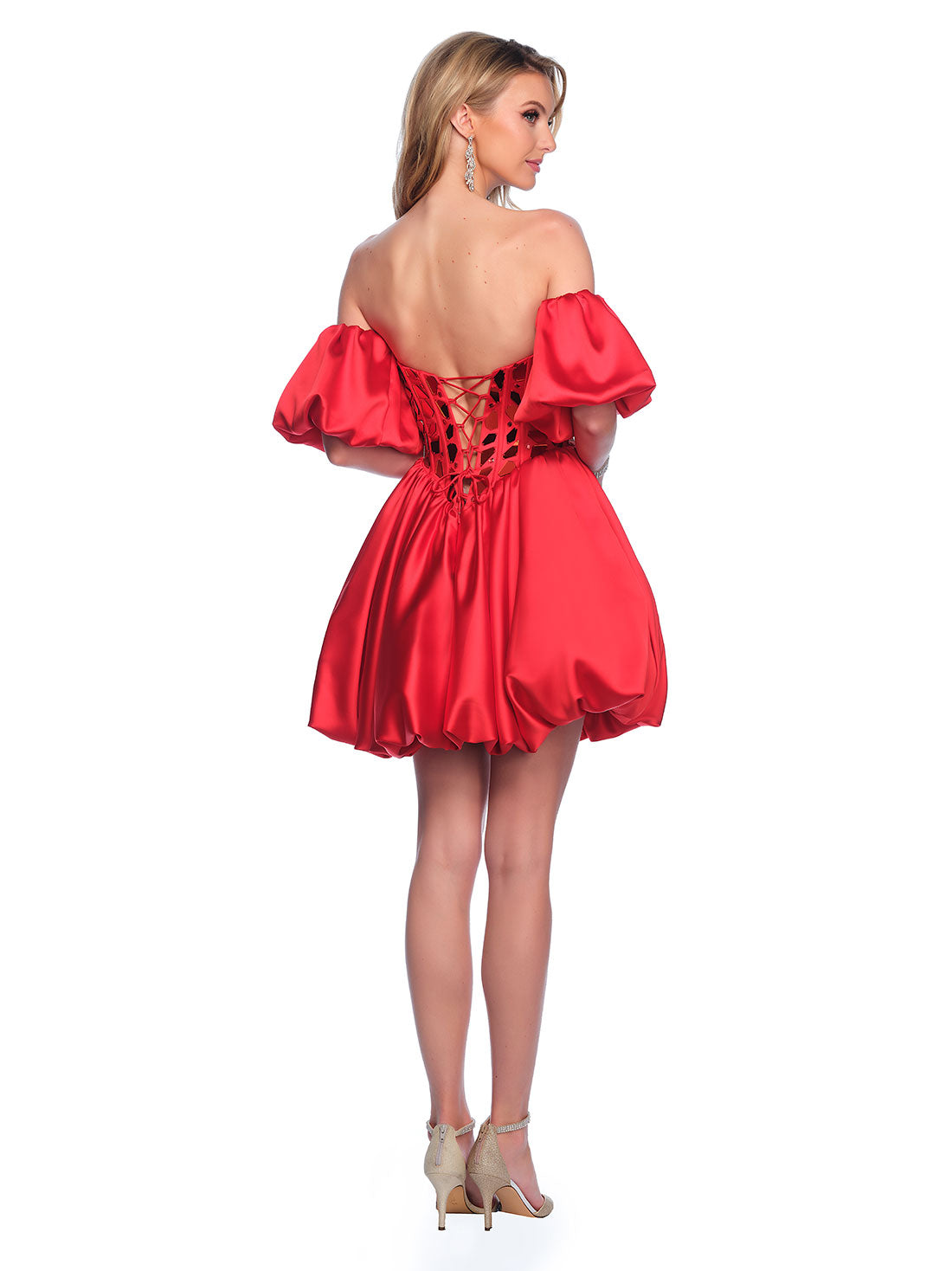 STRAPLESS MIRRORED CORSET DRESS WITH DETACHABLE SLEEVES