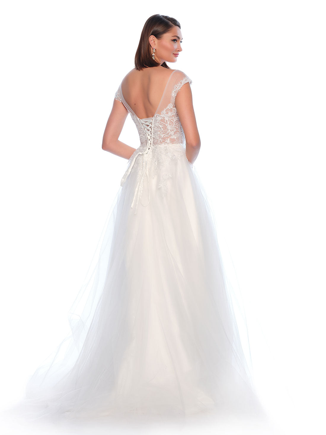 CAP SLEEVE SHEER SHOULDER TOP WITH TULLE SKIRT BOTTOM