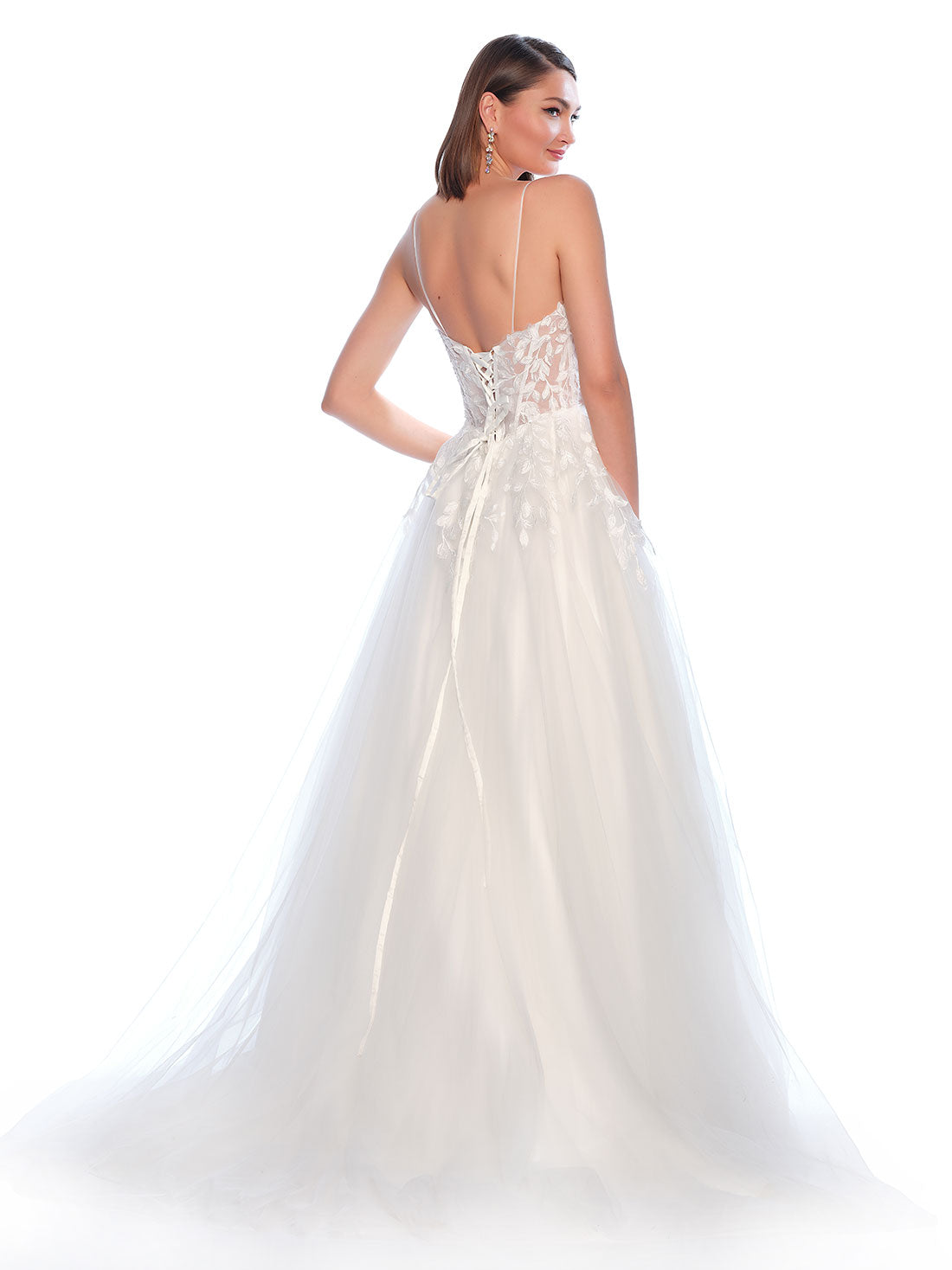 BODICE WITH 3D APPLIQUES AND ALINE TULLE SKIRT