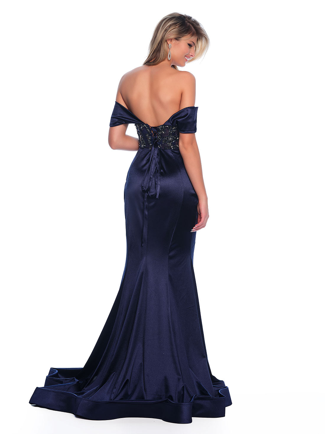 OFF THE SHOULDER FITTED STRETCH JERSEY DRESS