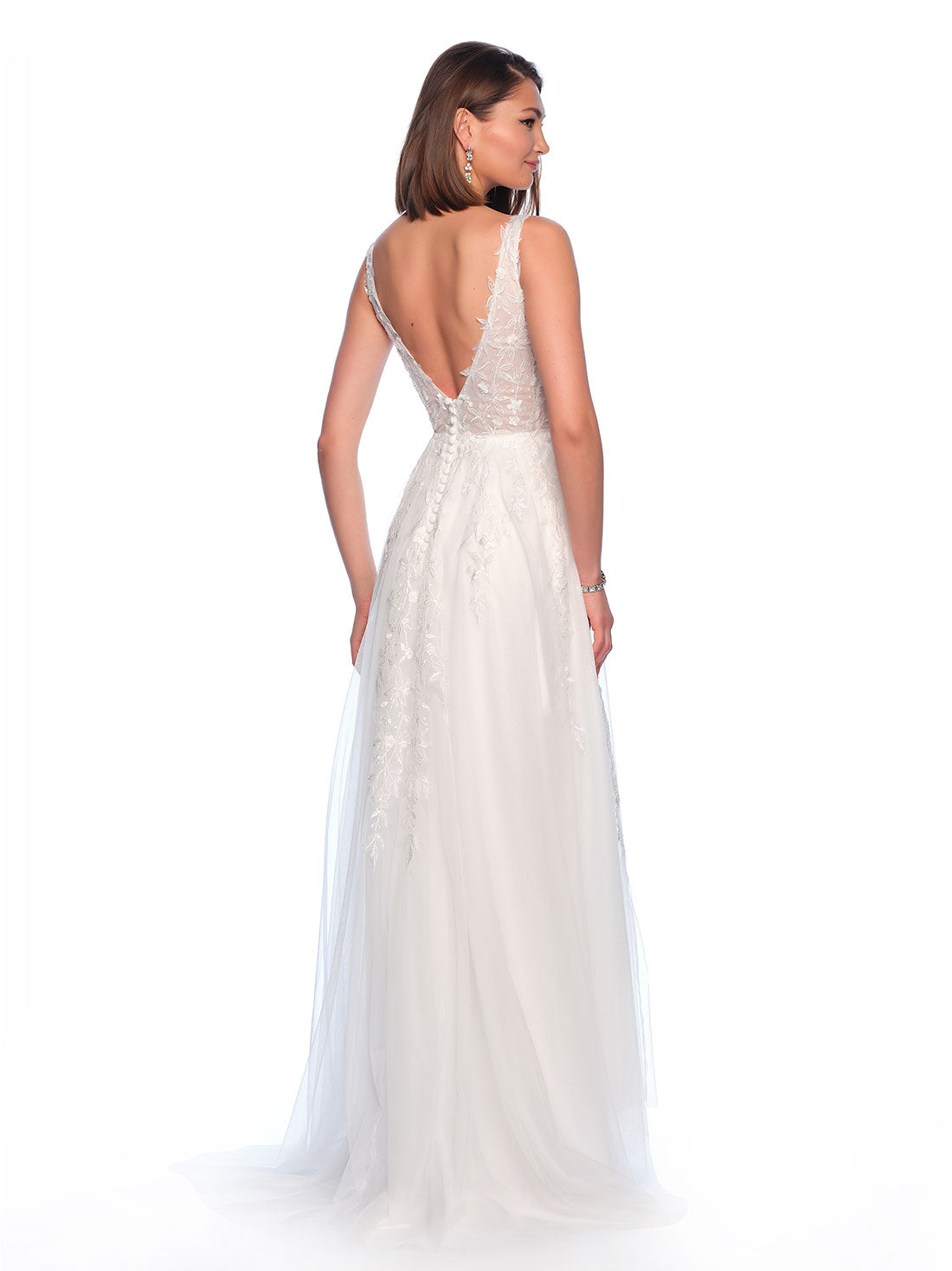 EMBROIDERED LEAF DETAIL ON BODICE WITH FLOWY SKIRT