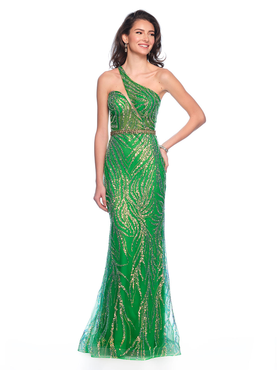 ASYMMETRICAL ONE SHOULDER DRESS IRIDESCENT SEQUINS Dave & Johnny ASYMMETRICAL ONE SHOULDER DRESS IRIDESCENT SEQUINS Dave & Johnny
