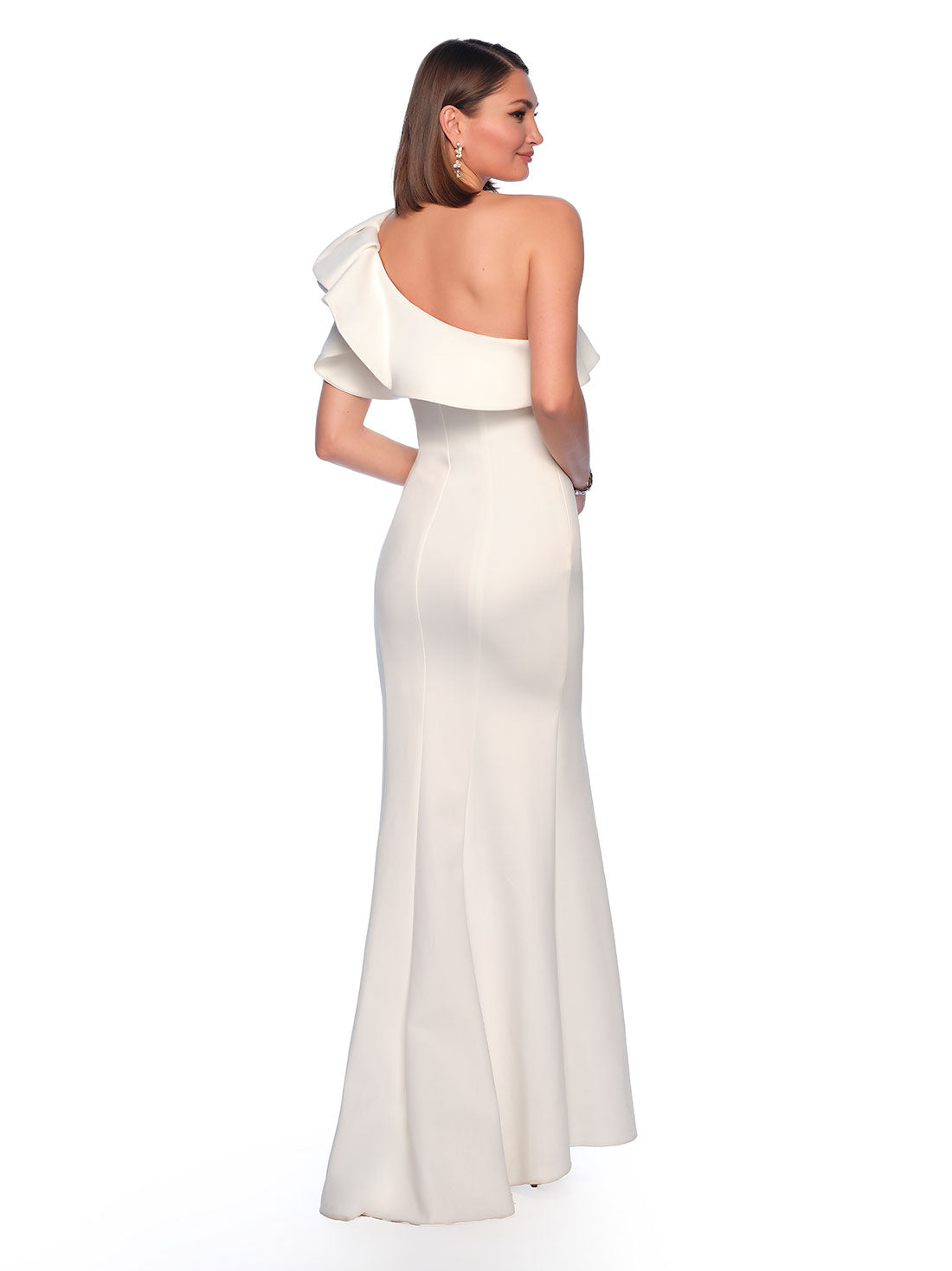 ONE SHOULDER RUFFLE WEDDING DRESS