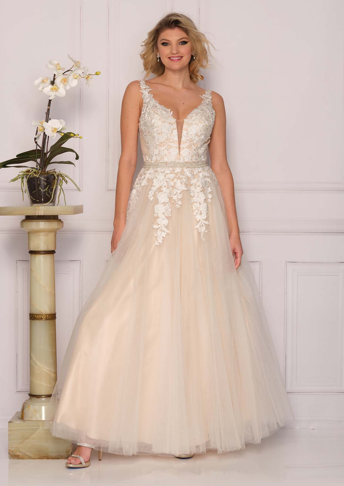 EMBROIDERED TULLE BALLGOWN WEDDING DRESS PLUS SIZE