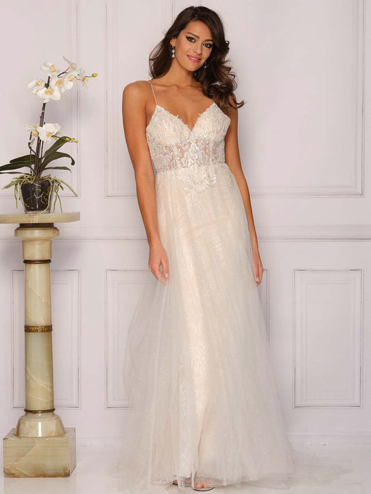 BEADED LACE WEDDING DRESS