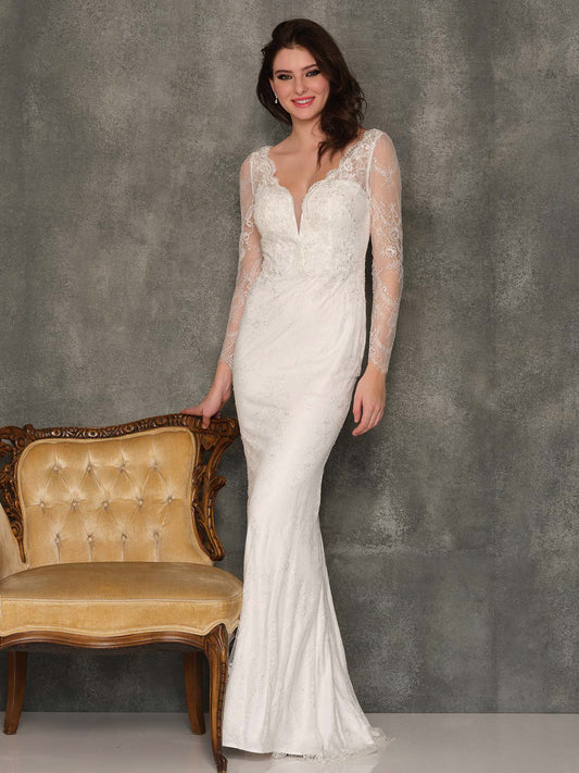 TRANSPARENT LONG SLEEVE WEDDING GOWN