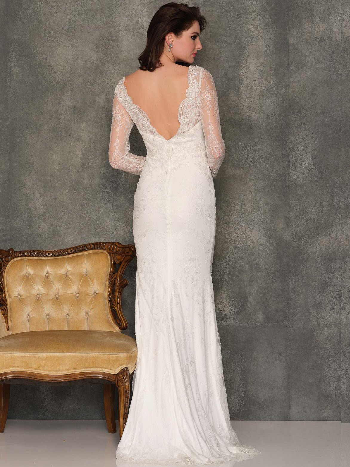 TRANSPARENT LONG SLEEVE WEDDING GOWN