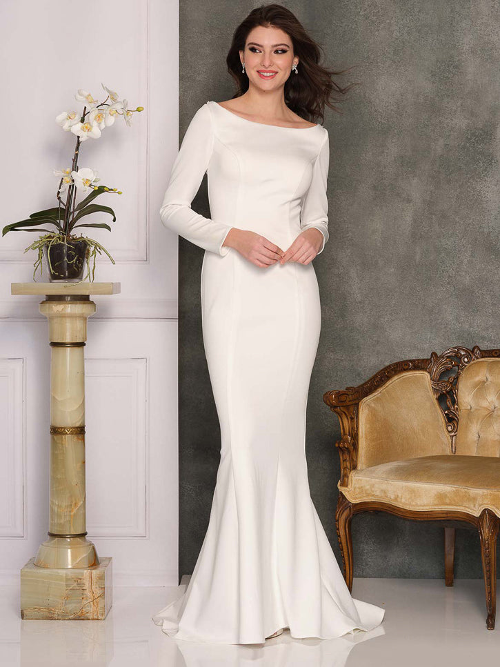 scoop back lace dress As Is Long Sleeve Lace Scoop Back Wedding Dress