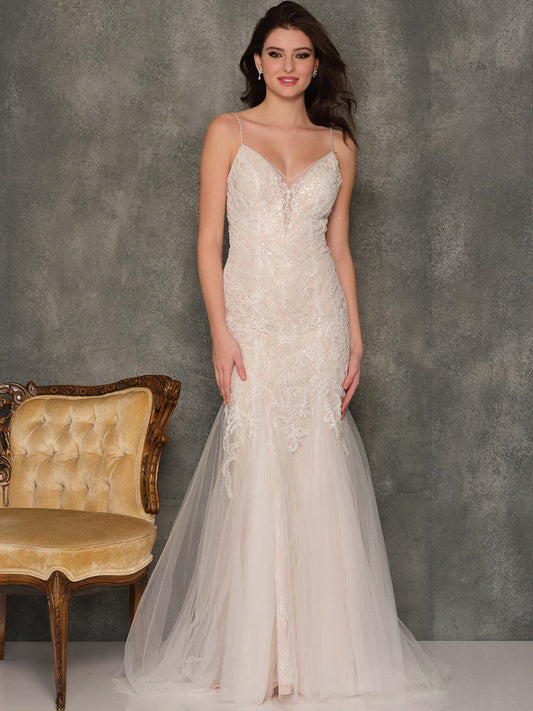 BEADED SPAGHETTI STRAP MERMAID WEDDING DRESS