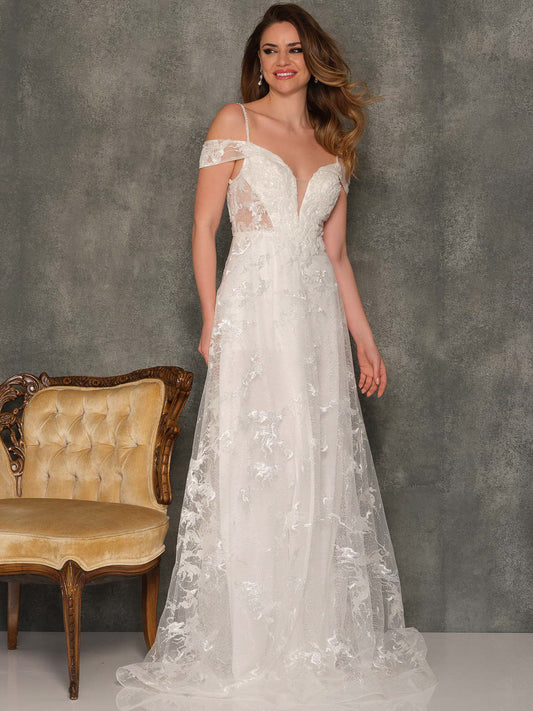 BEADED COLD SHOULDER WEDDING DRESS