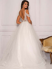 SWEETHEART ILLUSION OPEN SHOULDER LACEY BALLGOWN WEDDING GOWN