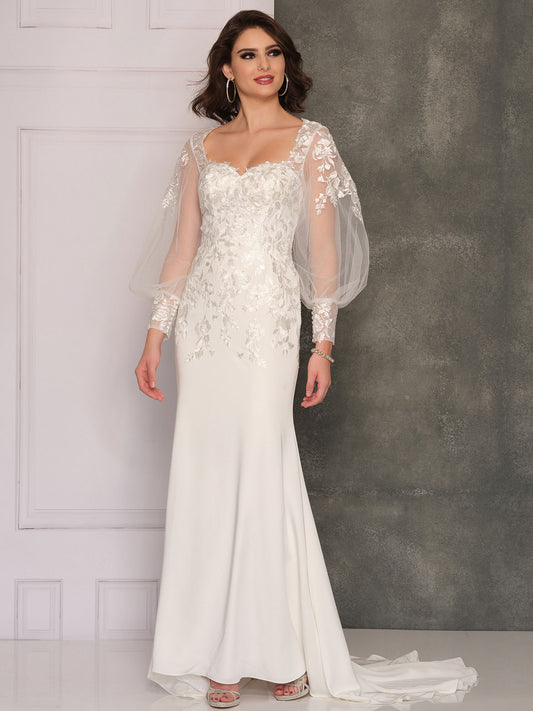 SLEEVED FIT & FLARE WEDDING DRESS