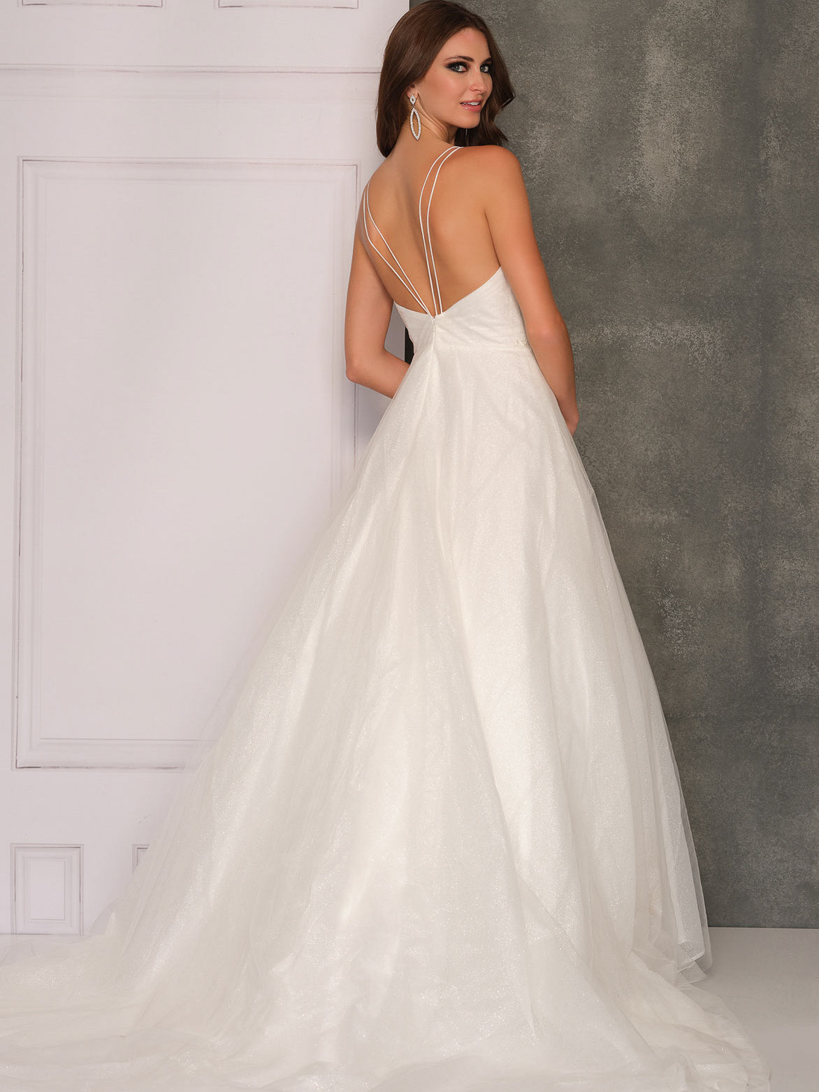 DEEP PLUNGE DOUBLE STRAP BALLGOWN WEDDING GOWN