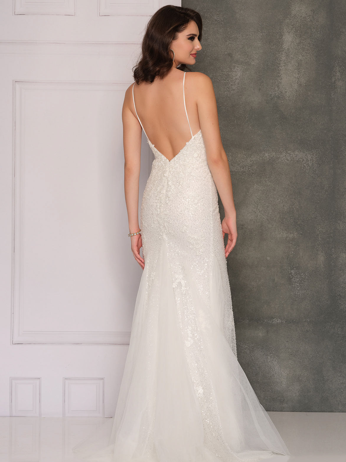 LACE LOW BACK OPEN LEG WEDDING GOWN