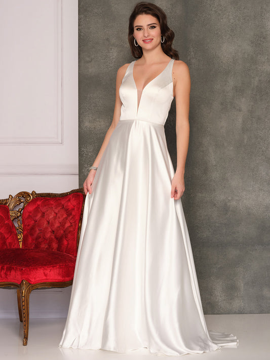 CLASP BACK MESH PUNGE A-LINE WEDDING GOWN