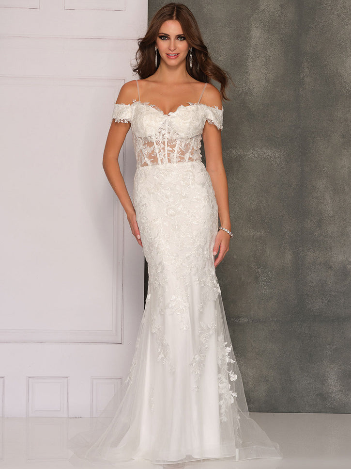 LACE STRUCTURED BODICE OFF-SHOULDER MERMAID WEDDING GOWN
