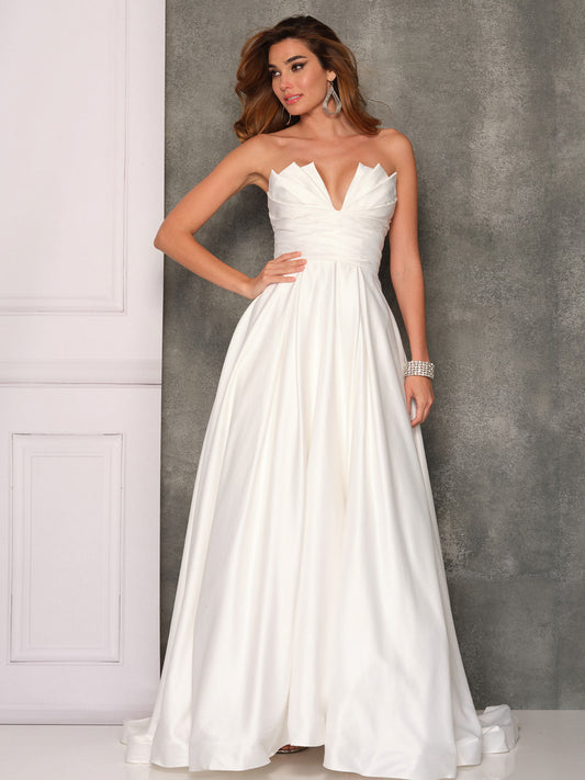 PLEATED STRAPLESS BALLGOWN WEDDING GOWN