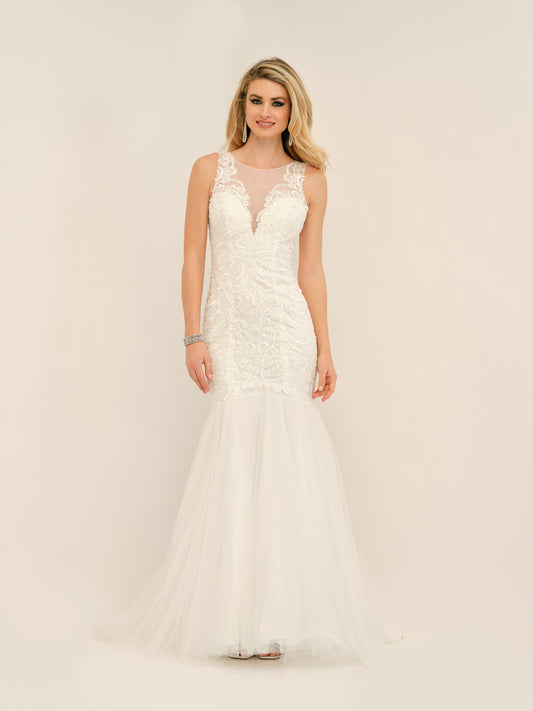 EMBROIDERED TULLE MERMAID WEDDING DRESS