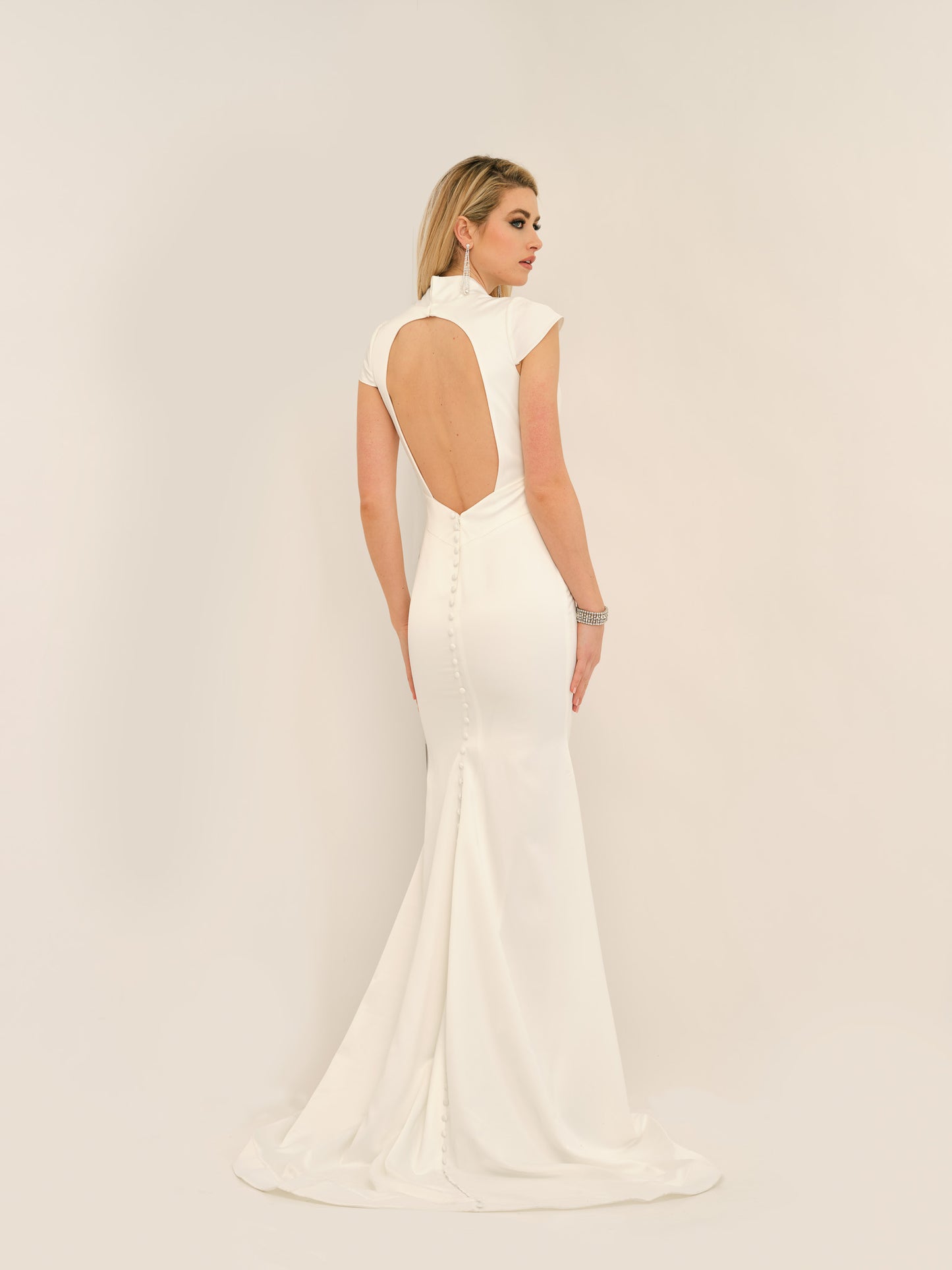 OPEN BACK LOW CUT WEDDING GOWN