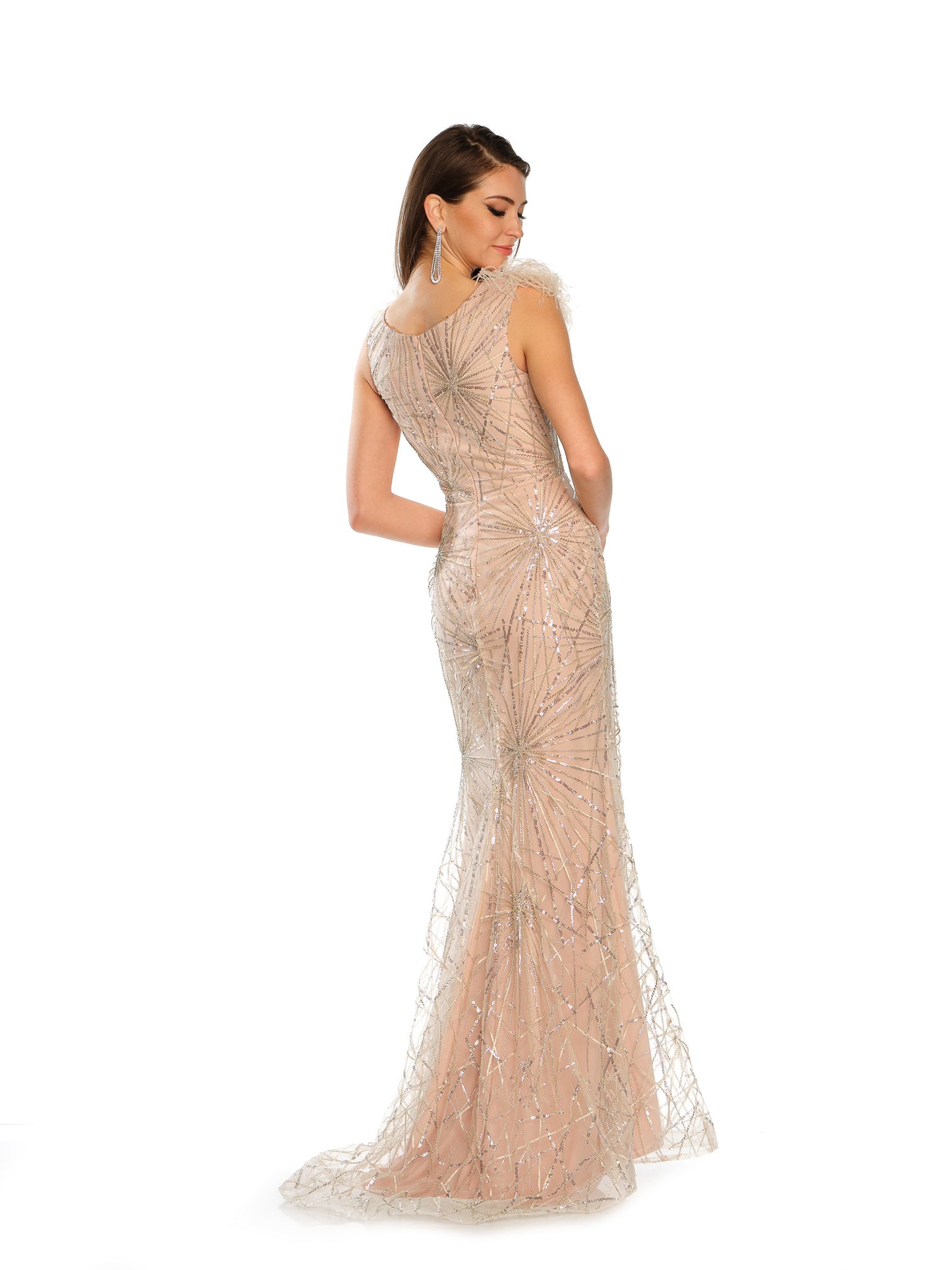 FEATHERED BEADED GOWN