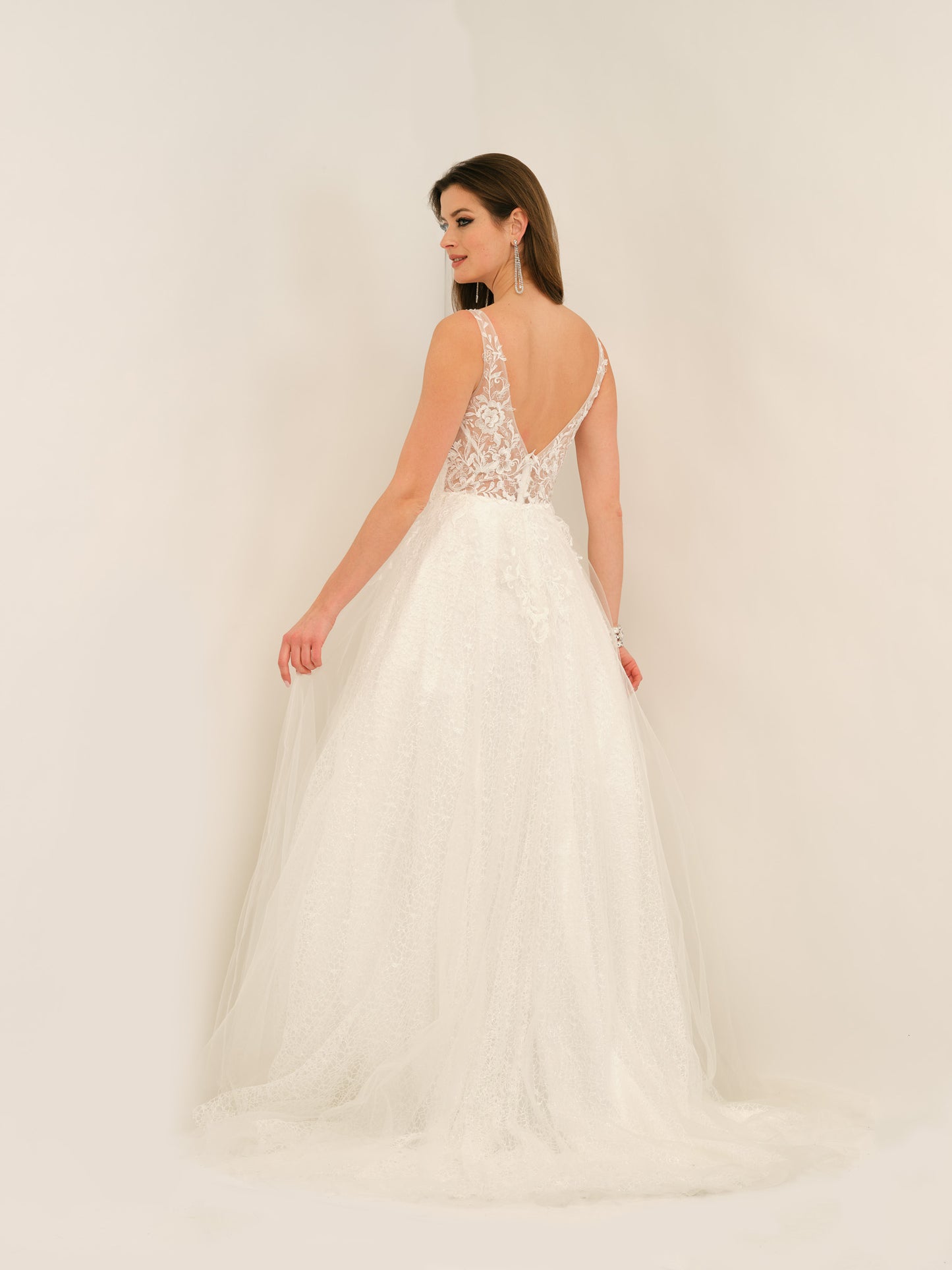 FLORAL EMBROIDERED A-LINE WEDDING DRESS