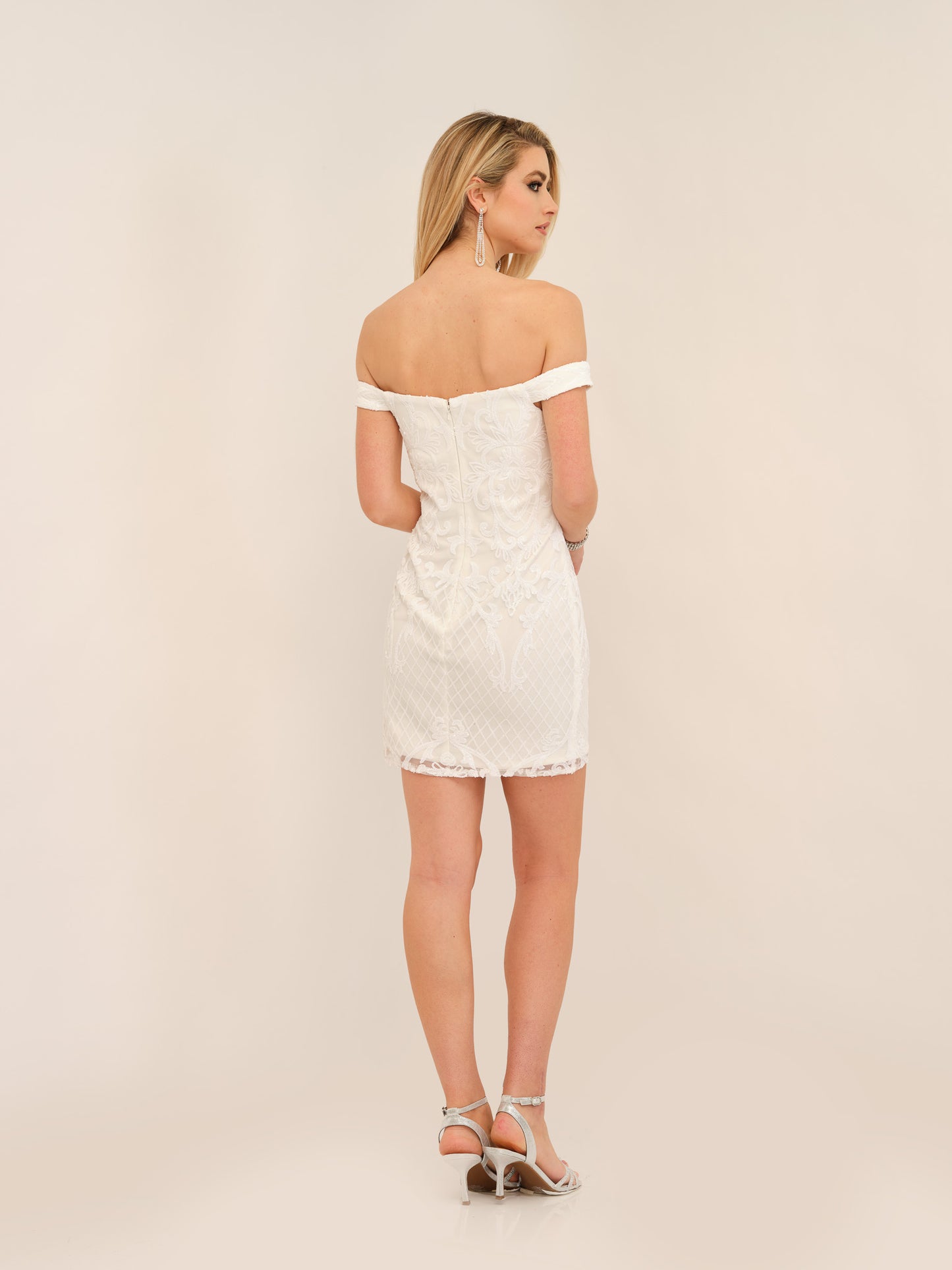 BEJEWELED SWEETHEART OFF-SHOULDER TRANSPARENT SIDE MINI DRESS