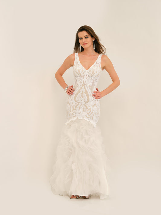 FITTED MERMAID RUFFLE WEDDING DRESS