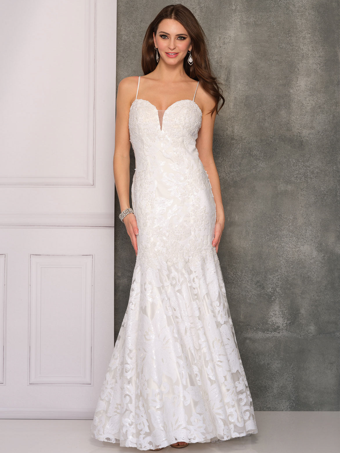 INTRICATE PATTERNED MERMAID WEDDING GOWN - Dave & Johnny INTRICATE PATTERNED MERMAID WEDDING GOWN - Dave & Johnny
