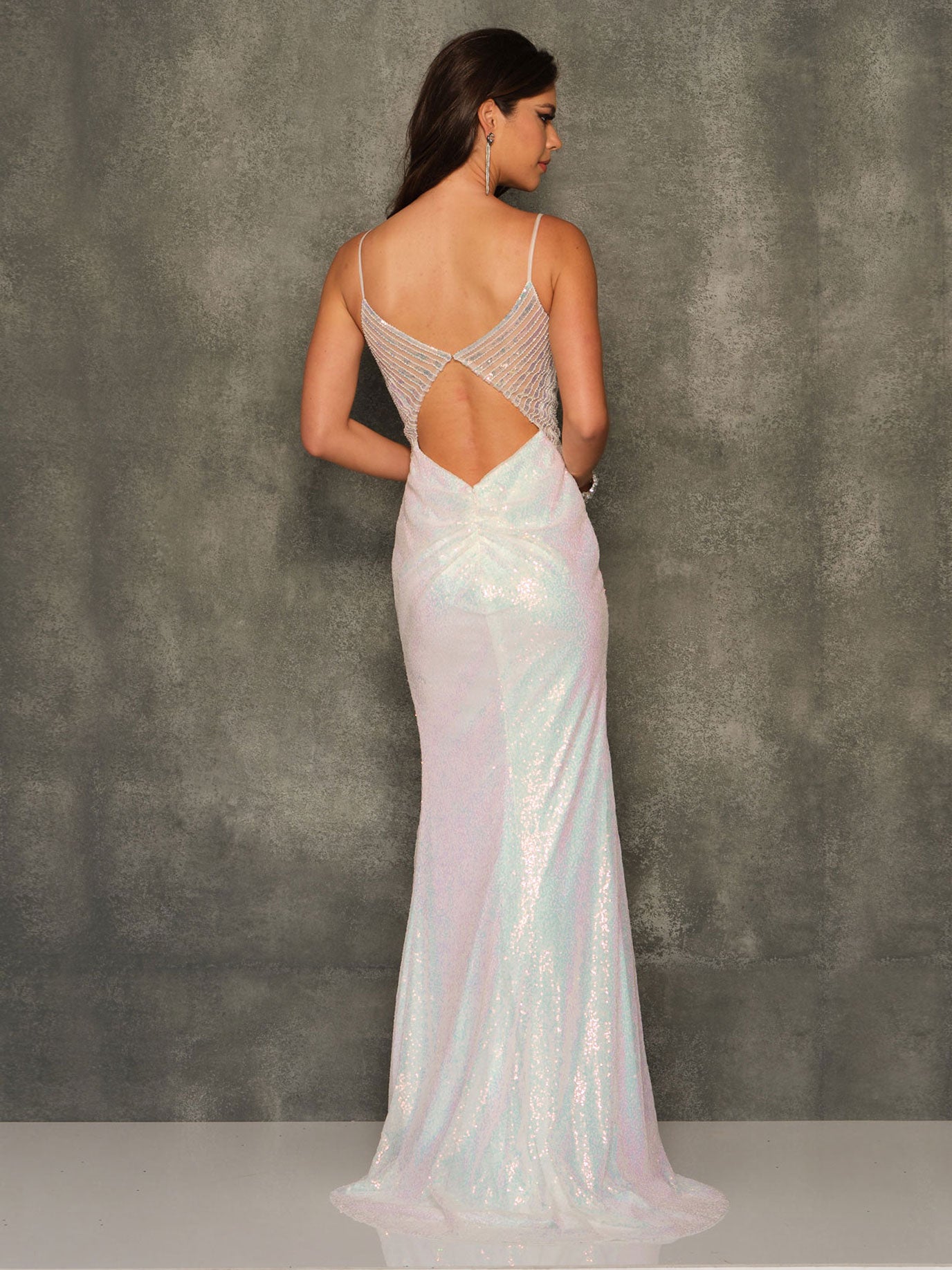 IRIDESCENT FITTED SEQUINS GOWN