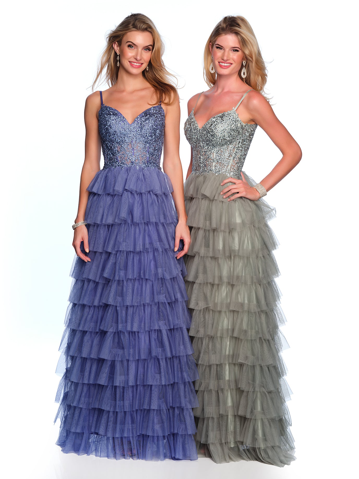 TIERED TULLE GOWN WITH CORSET LACE TOP PLUS SIZE