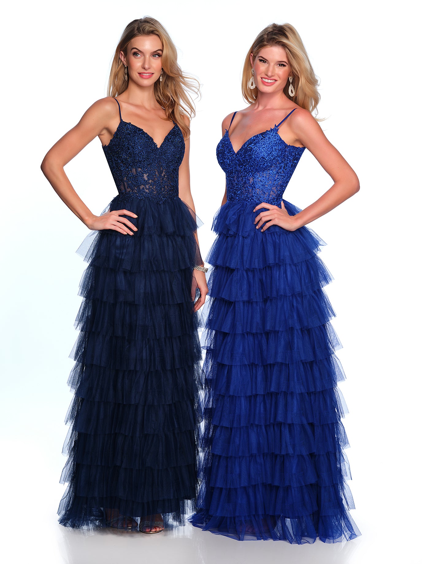 TIERED TULLE GOWN WITH CORSET LACE TOP PLUS SIZE