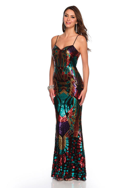 GEO PATTERNED FITTED GOWN