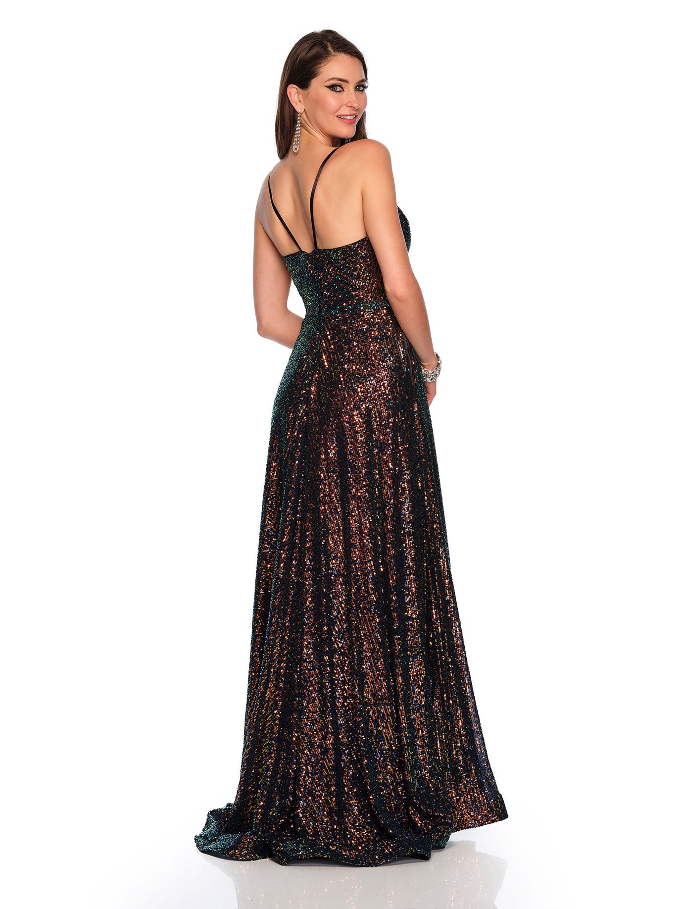 IRIDESCENT SEQUIN ALINE FLOWY GOWN Dave & Johnny IRIDESCENT SEQUIN ALINE FLOWY GOWN Dave & Johnny