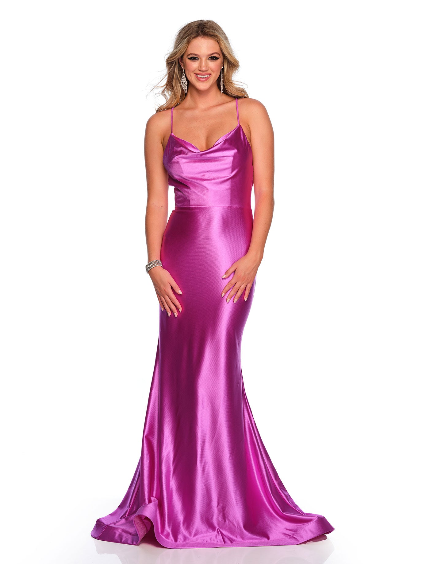 COWL PEEK-A-BOO NECKLINE FITTED GOWN