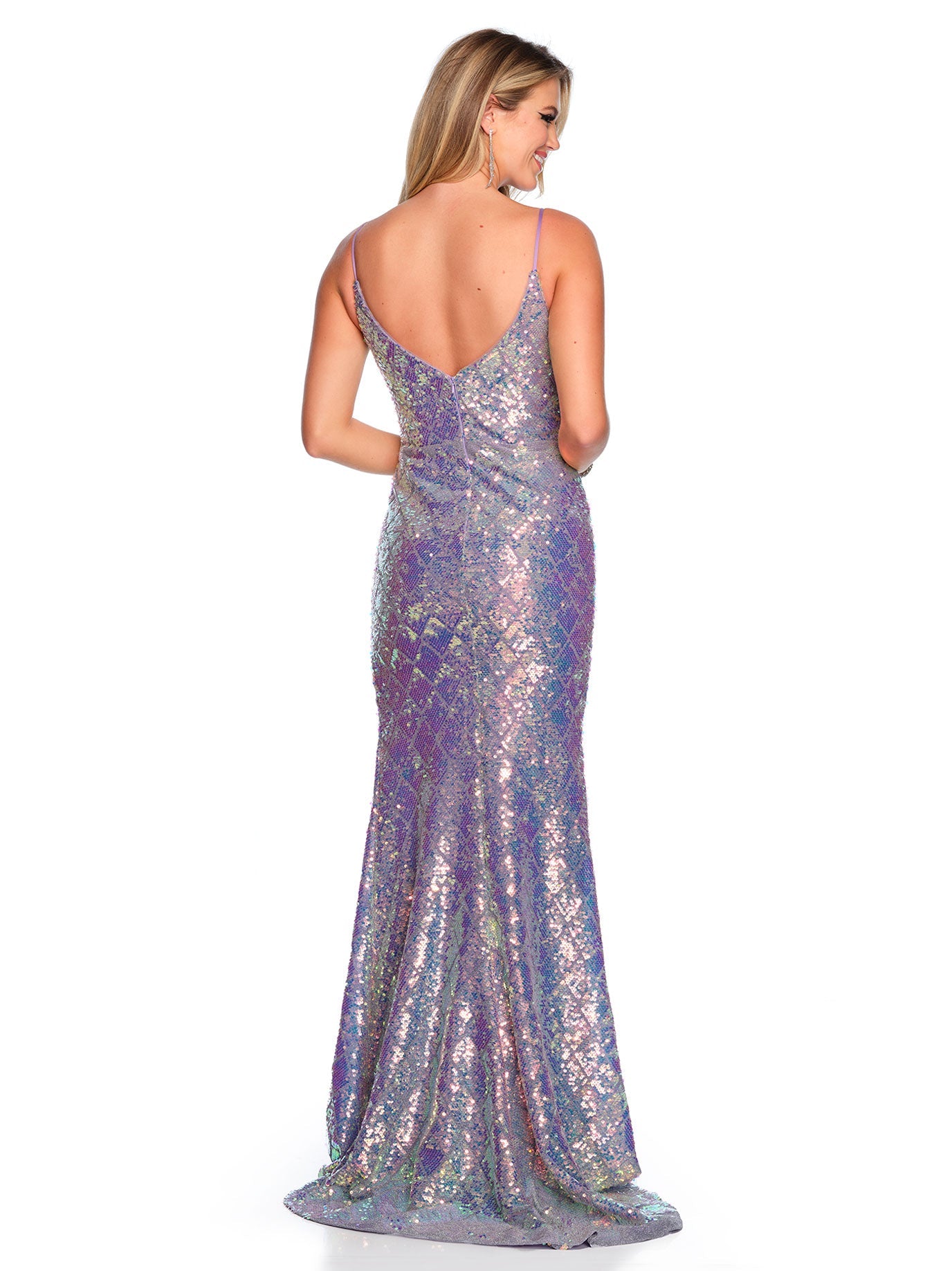 DIAMOND PATTERN FITTED SEQUINS GOWN PLUS SIZE