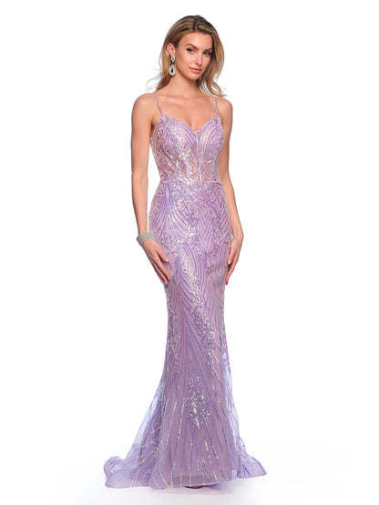 IRIDESCENT SEQUINS FITTED GOWN