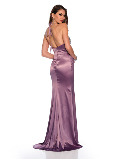 CUT OUT STRETCH SATIN GOWN
