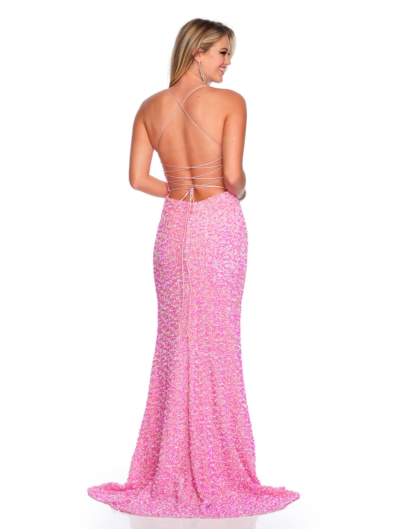 PINK & WHITE SEQUINS GOWN