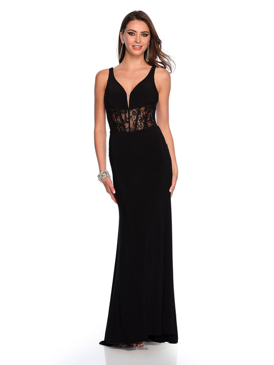 LACE CORSET JERSEY GOWN