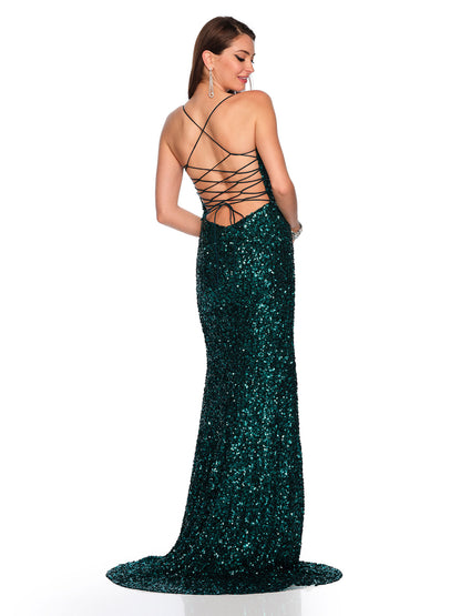CRISS CROSS STRAPPY BACK SEQUIN DRESS