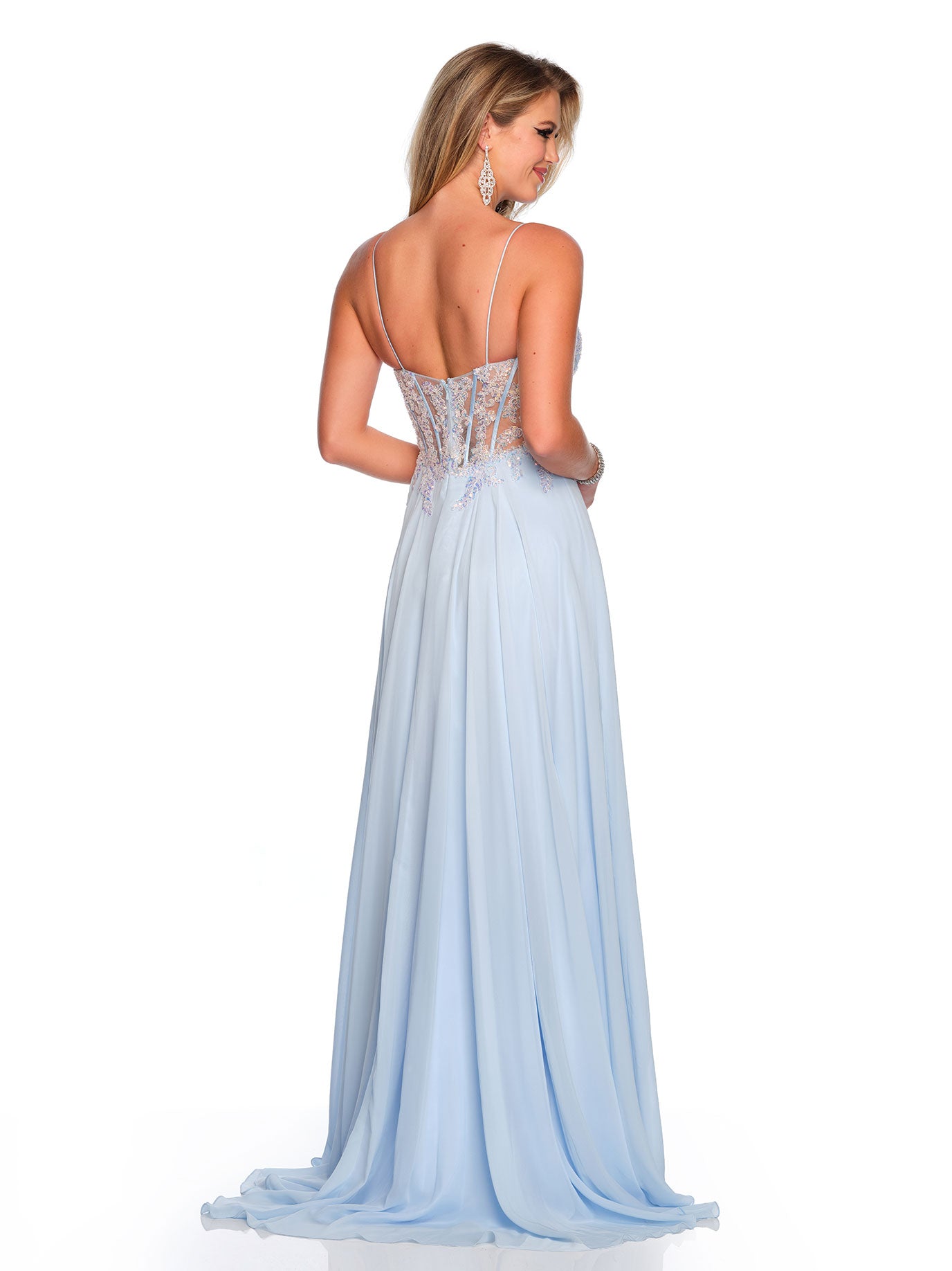 FLOWY CHIFFON DRESS WITH ILLUSION CORSET – Dave & Johnny