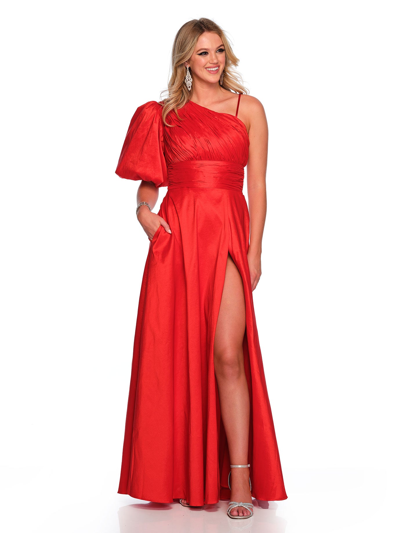 ONE SHOULDER PUFF SLEEVE GOWN