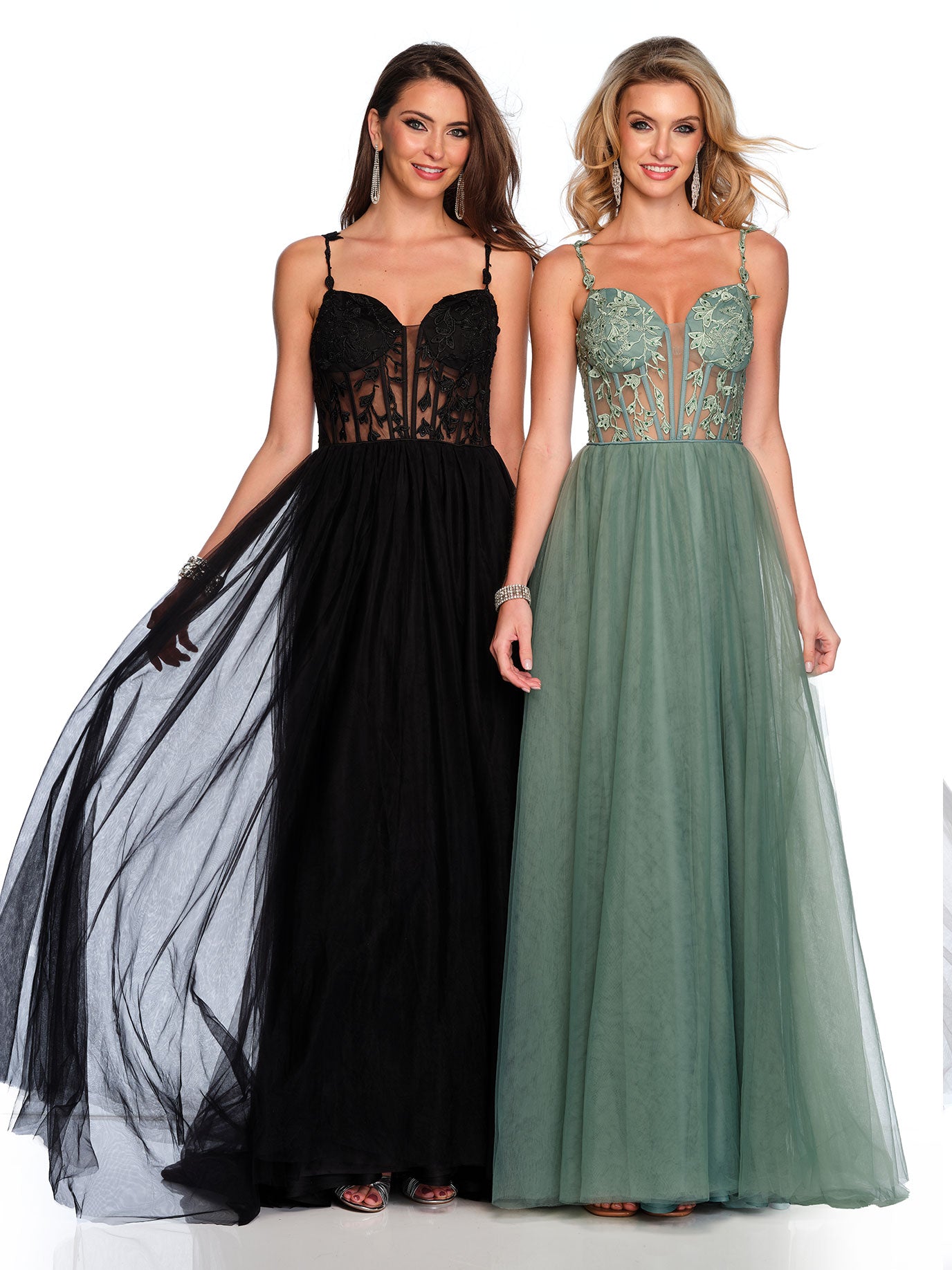 TULLE DRESS WITH LACE ILLUSION TOP Dave & Johnny TULLE DRESS WITH LACE ILLUSION TOP Dave & Johnny