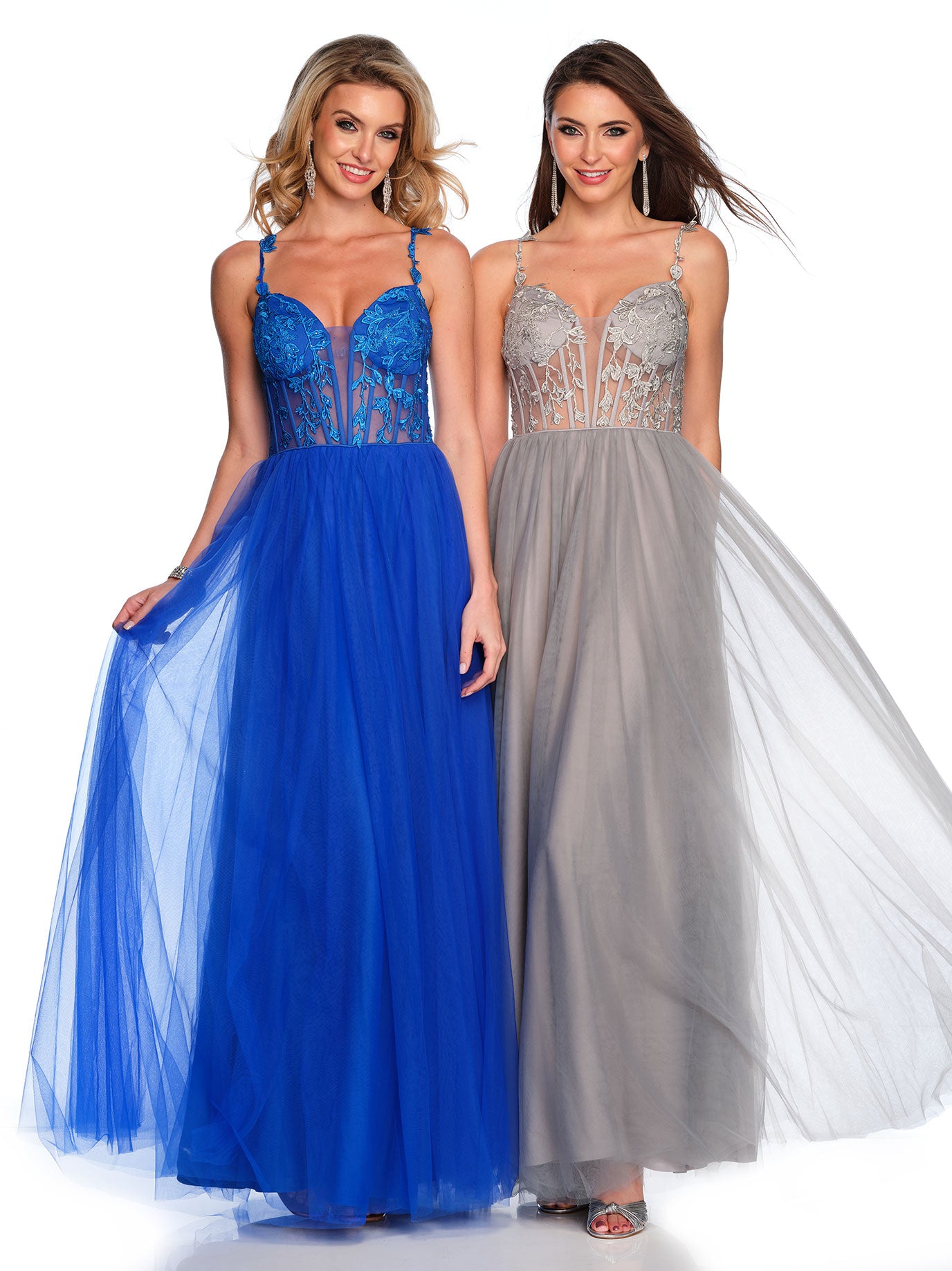 TULLE DRESS WITH LACE ILLUSION TOP Dave & Johnny TULLE DRESS WITH LACE ILLUSION TOP Dave & Johnny